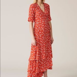 Ganni Silvery Crepe Wrap Dress EU Sz 40 (Large)